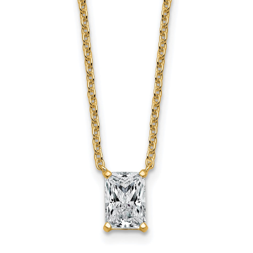 14k 1ct Cert Lab Grown Dia VS+ F+ Radiant Comp 18in Pendant Necklace