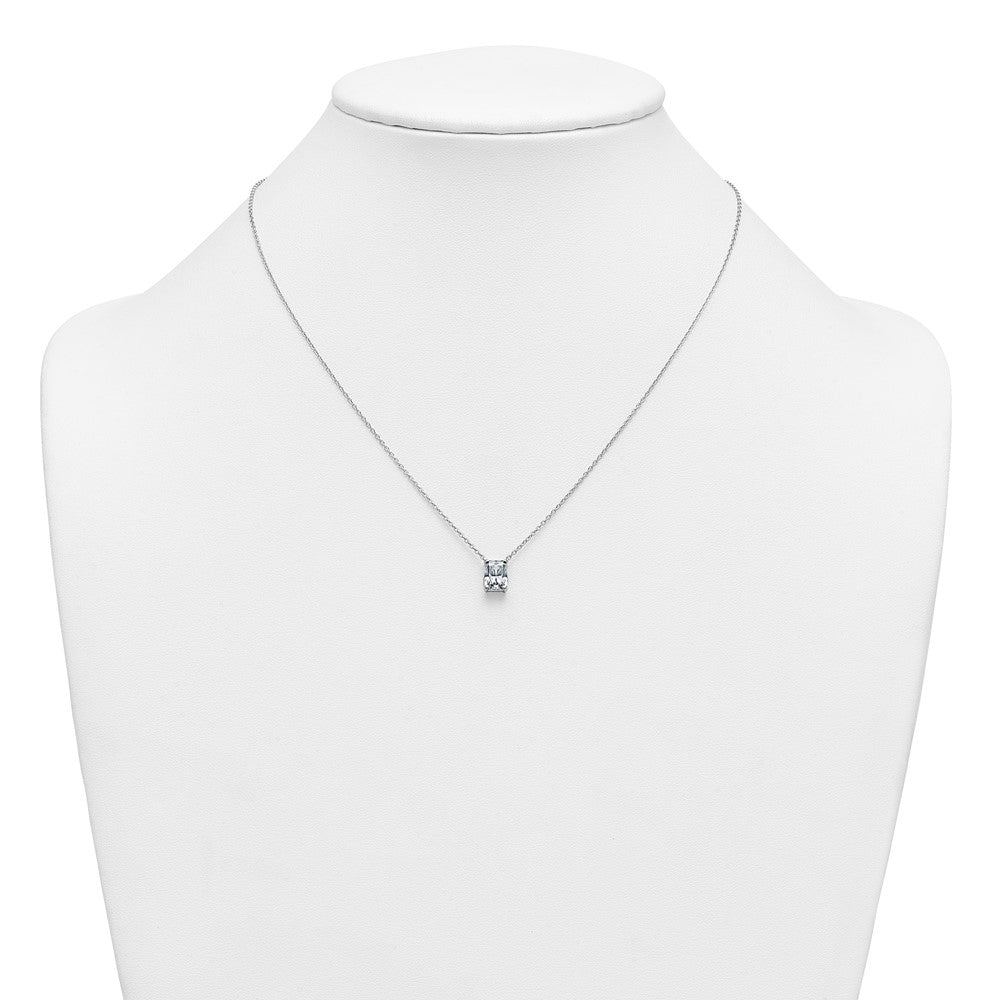 14kw 1 1/2ct Cert Lab Grown Dia VS+ F+ Radiant Comp 18in Pendant Necklace