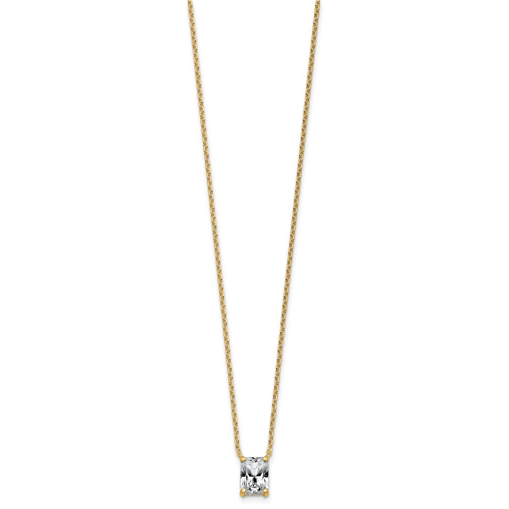 14k 1 1/2ct Lab Grown Diamond VS+ F+ Radiant Comp 18in Pendant Necklace
