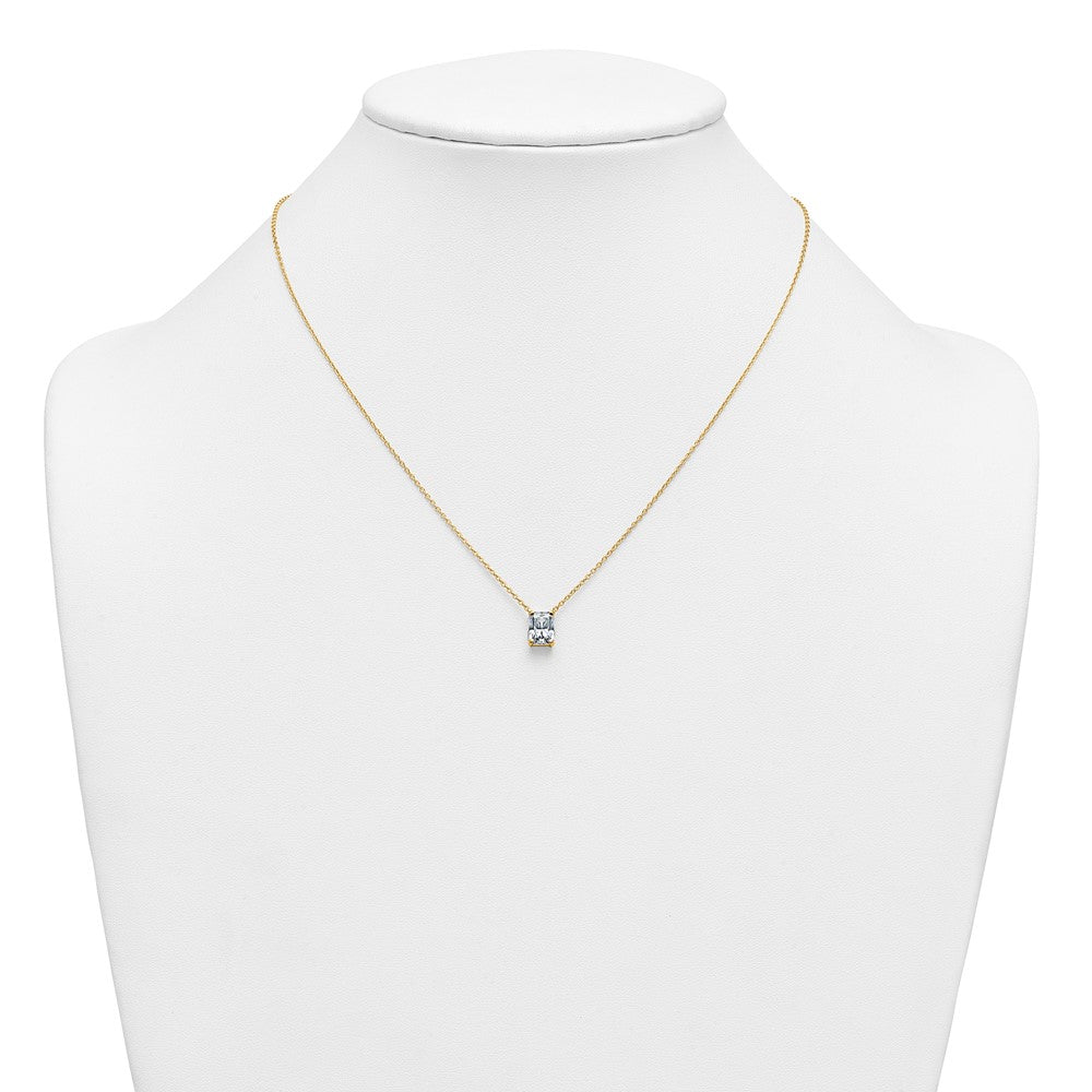 14k 1 1/2ct Cert Lab Grown Dia VS+ F+ Radiant Comp 18in Pendant Necklace