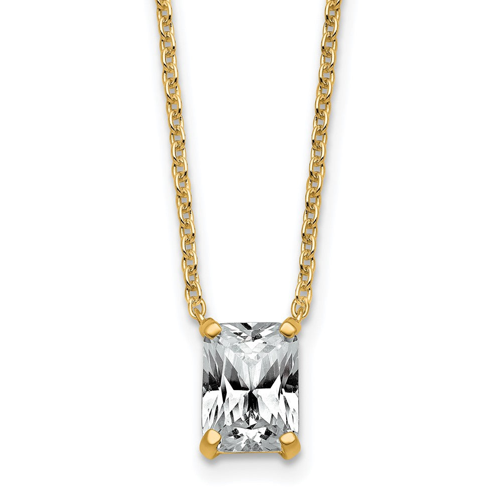 14k 1 1/2ct Lab Grown Diamond VS+ F+ Radiant Comp 18in Pendant Necklace