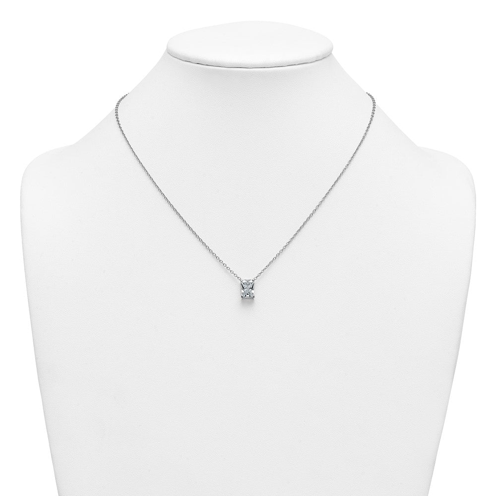 14kw 2 1/2ct Cert Lab Grown Dia VS+ F+ Radiant Comp 18in Pendant Necklace