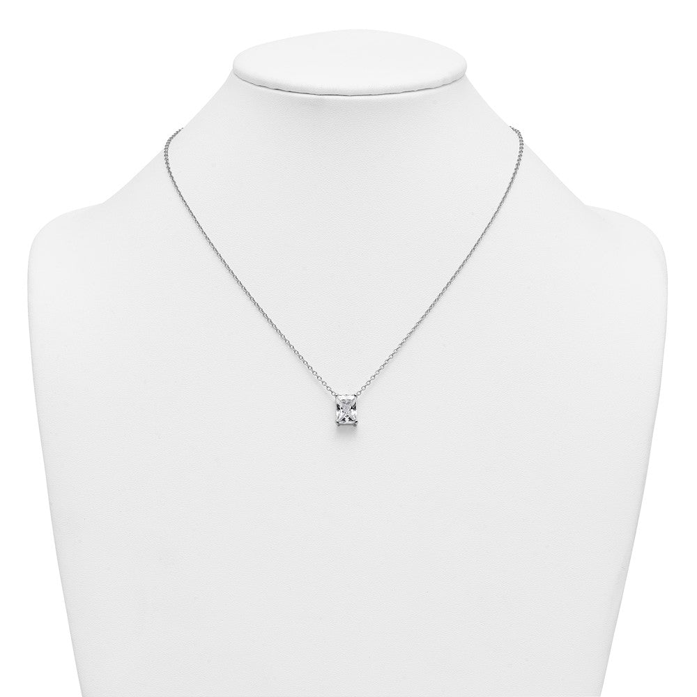 14kw 3 1/2ct Lab Grown Diamond VS+ F+ Radiant Comp 18in Pendant Necklace