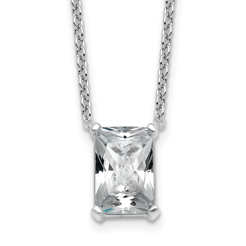 14kw 3 1/2ct Lab Grown Diamond VS+ F+ Radiant Comp 18in Pendant Necklace