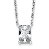 14kw 3 1/2ct Lab Grown Diamond VS+ F+ Radiant Comp 18in Pendant Necklace