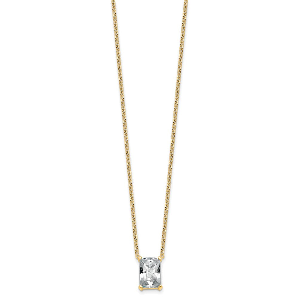 14k 3 1/2ct Lab Grown Diamond VS+ F+ Radiant Comp 18in Pendant Necklace