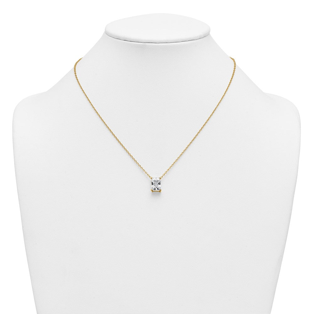 14k 3 1/2ct Lab Grown Diamond VS+ F+ Radiant Comp 18in Pendant Necklace