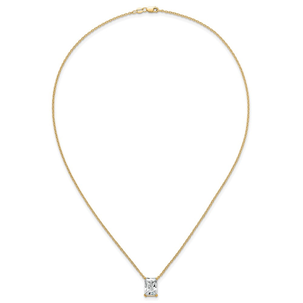 14k 3 1/2ct Lab Grown Diamond VS+ F+ Radiant Comp 18in Pendant Necklace
