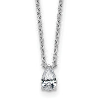 14kw 1/4ct Lab Grown Diamond VS+ F+ Pear Comp 18in Pendant Necklace