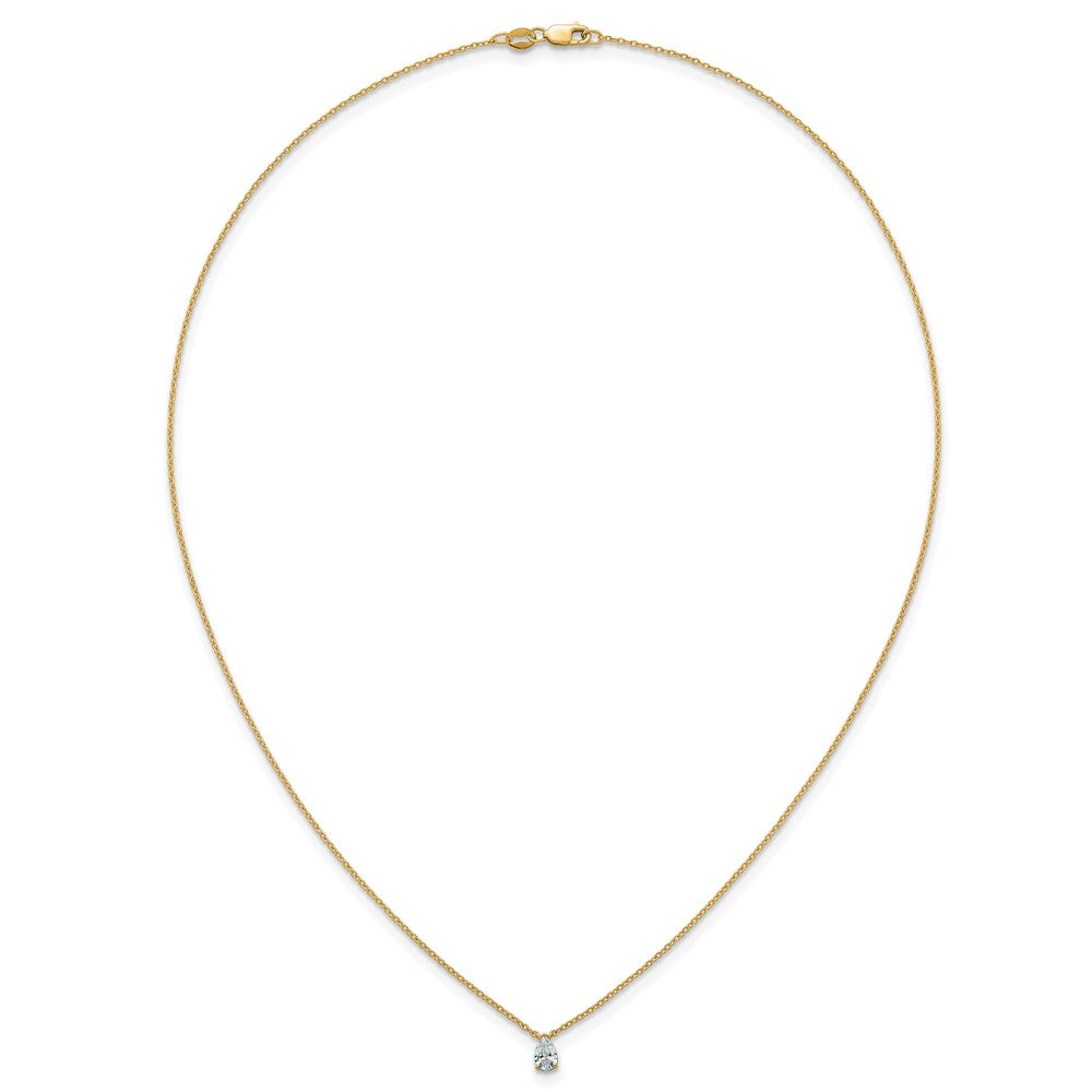 14k 1/4ct Lab Grown Diamond VS+ F+ Pear Comp 18in Pendant Necklace