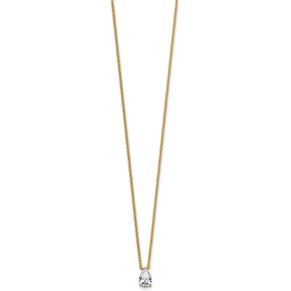 14k 1/2ct Lab Grown Diamond VS+ F+ Pear Comp 18in Pendant Necklace