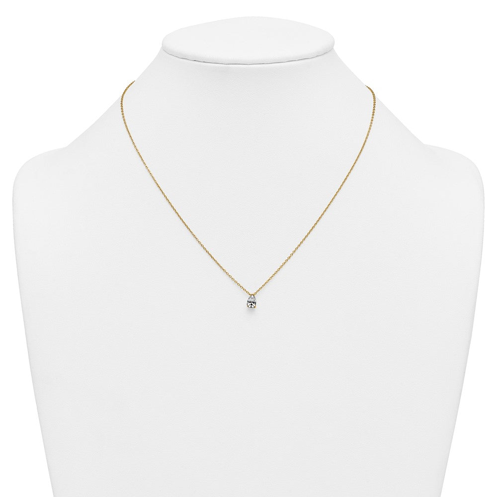 14k 1/2ct Lab Grown Diamond VS+ F+ Pear Comp 18in Pendant Necklace