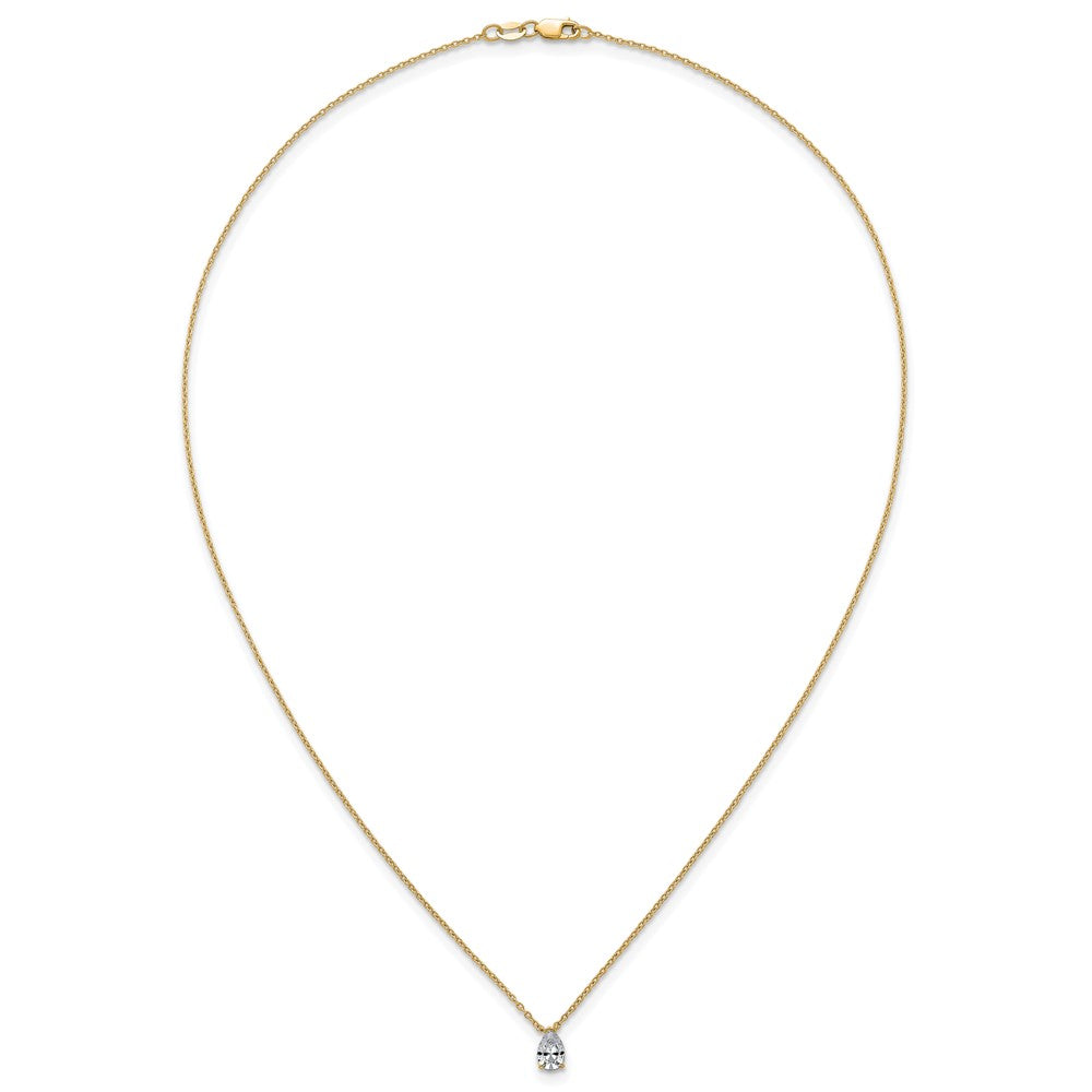 14k 1/2ct Lab Grown Diamond VS+ F+ Pear Comp 18in Pendant Necklace