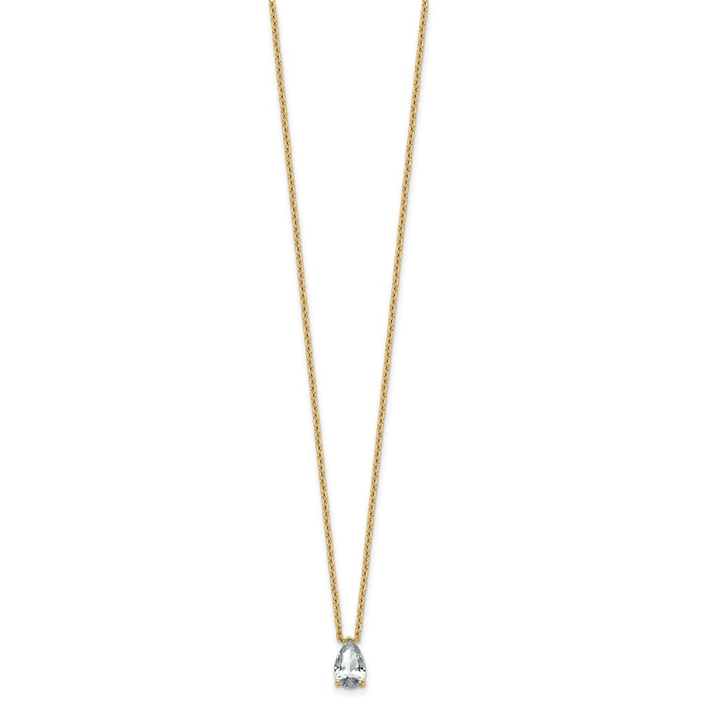 14k 3/4ct Lab Grown Diamond VS+ F+ Pear Comp 18in Pendant Necklace