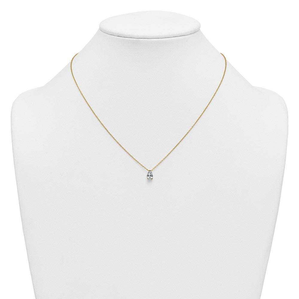 14k 3/4ct Lab Grown Diamond VS+ F+ Pear Comp 18in Pendant Necklace