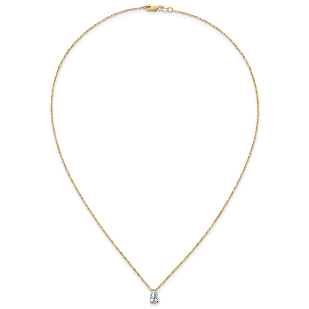 14k 3/4ct Lab Grown Diamond VS+ F+ Pear Comp 18in Pendant Necklace