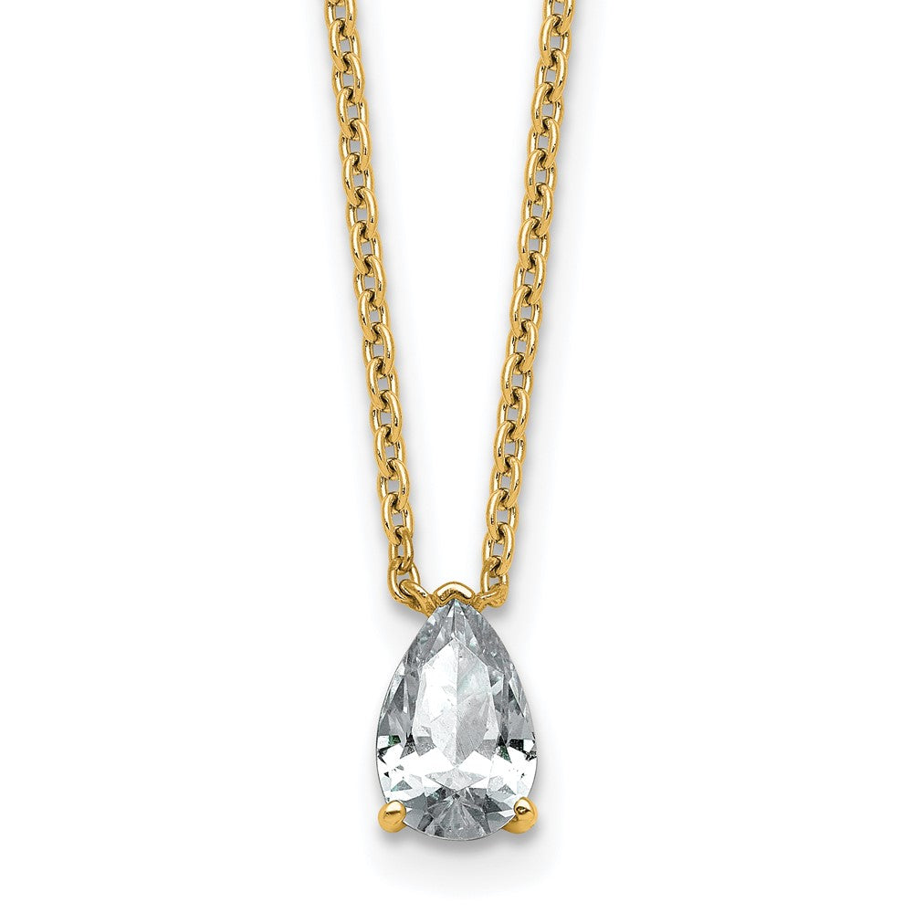14k 3/4ct Lab Grown Diamond VS+ F+ Pear Comp 18in Pendant Necklace