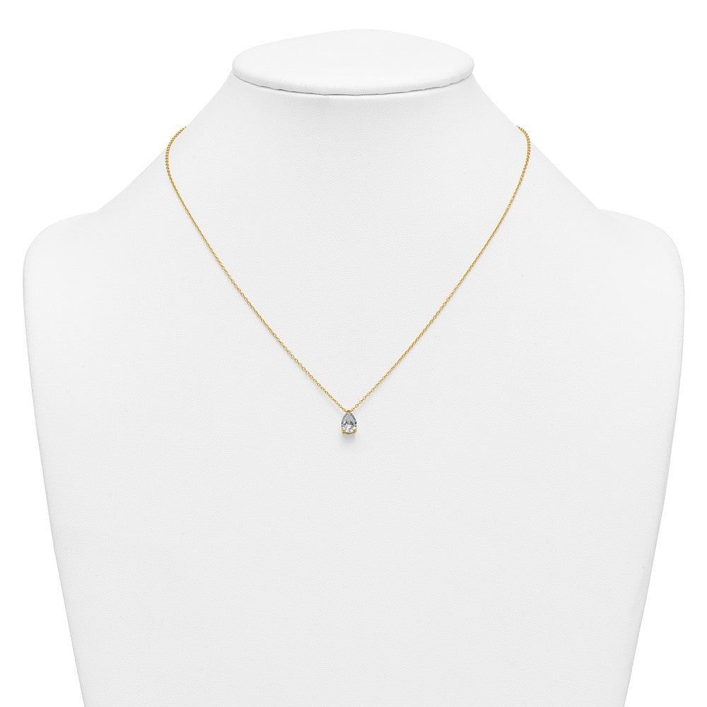 14k 1ct Lab Grown Diamond VS+ F+ Pear Comp 18in Pendant Necklace