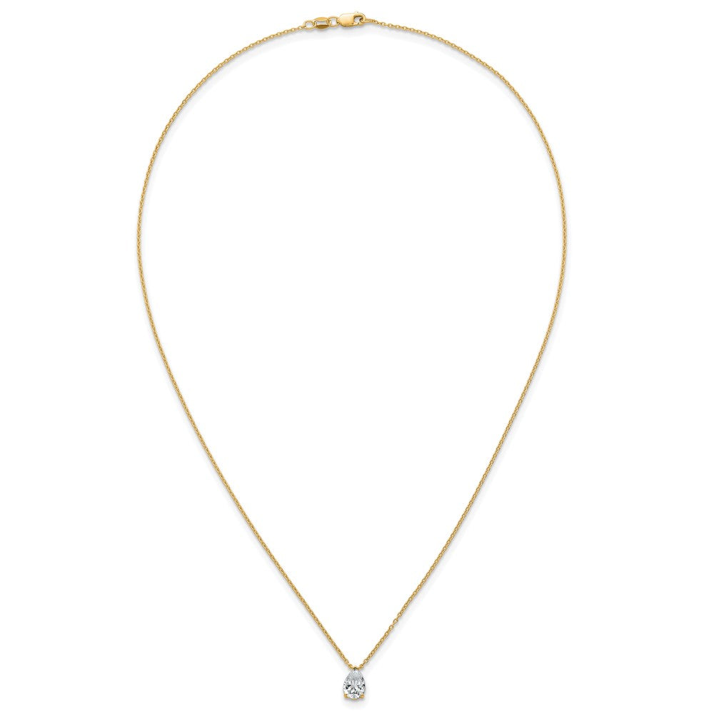 14k 1ct Lab Grown Diamond VS+ F+ Pear Comp 18in Pendant Necklace