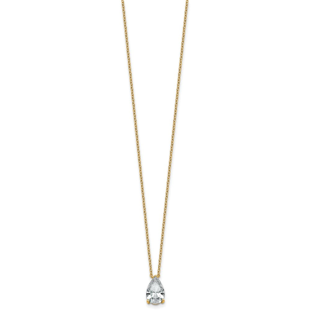 14k 1 1/2ct Cert Lab Grown Dia VS+ F+ Pear Comp 18in Pendant Necklace
