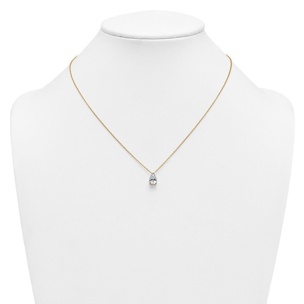 14k 1 1/2ct Cert Lab Grown Dia VS+ F+ Pear Comp 18in Pendant Necklace