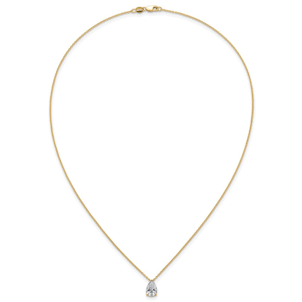 14k 1 1/2ct Lab Grown Diamond VS+ F+ Pear Comp 18in Pendant Necklace