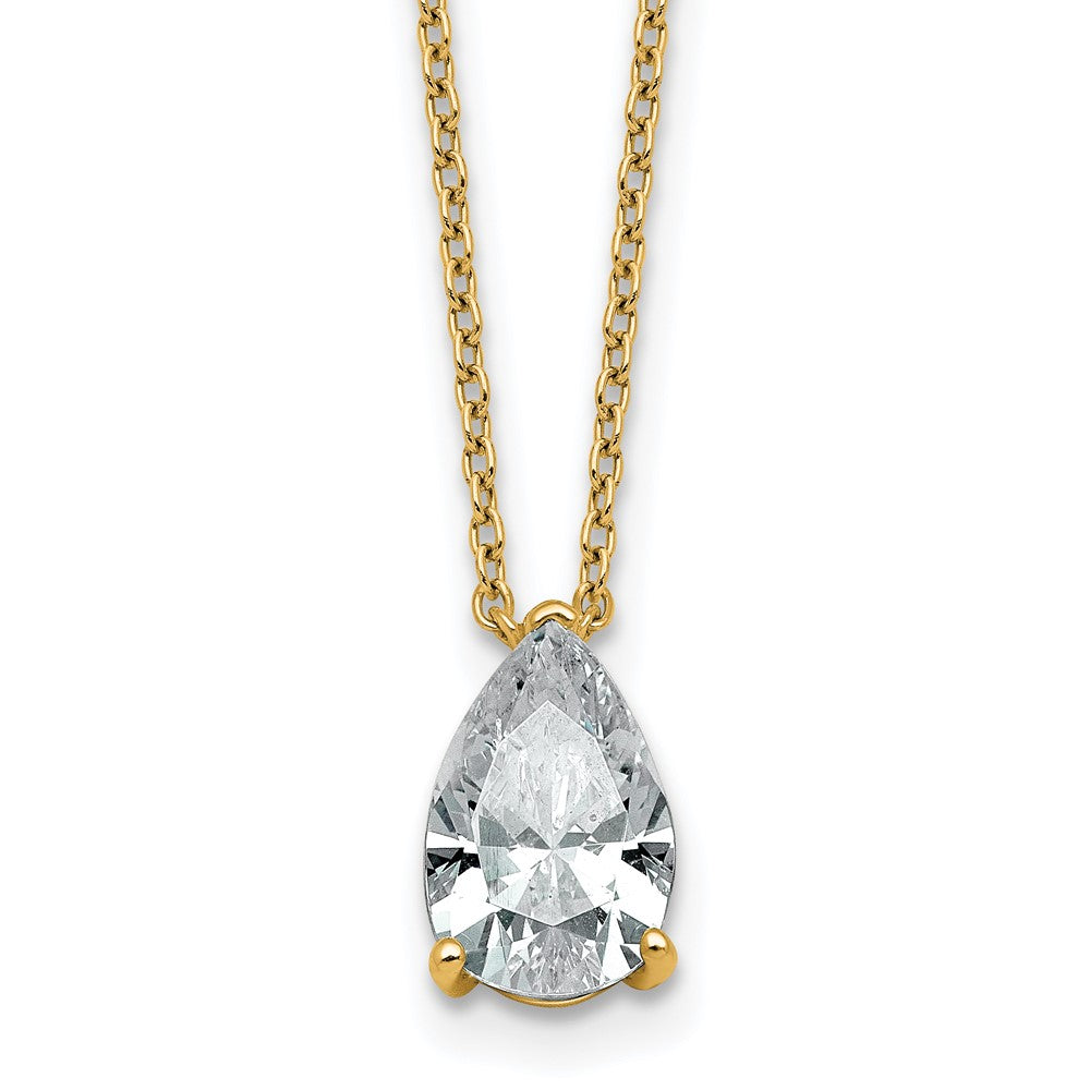 14k 1 1/2ct Cert Lab Grown Dia VS+ F+ Pear Comp 18in Pendant Necklace