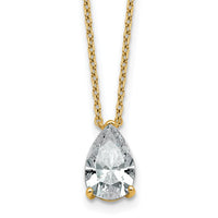 14k 1 1/2ct Cert Lab Grown Dia VS+ F+ Pear Comp 18in Pendant Necklace