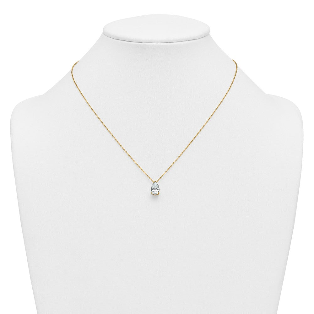 14k 2ct Cert Lab Grown Dia VS+ F+ Pear Comp 18in Pendant Necklace