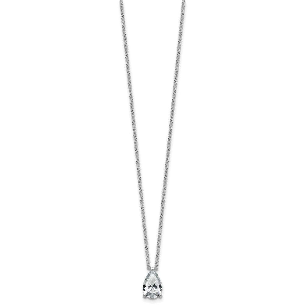 14kw 2 1/2ct Lab Grown Diamond VS+ F+ Pear Comp 18in Pendant Necklace