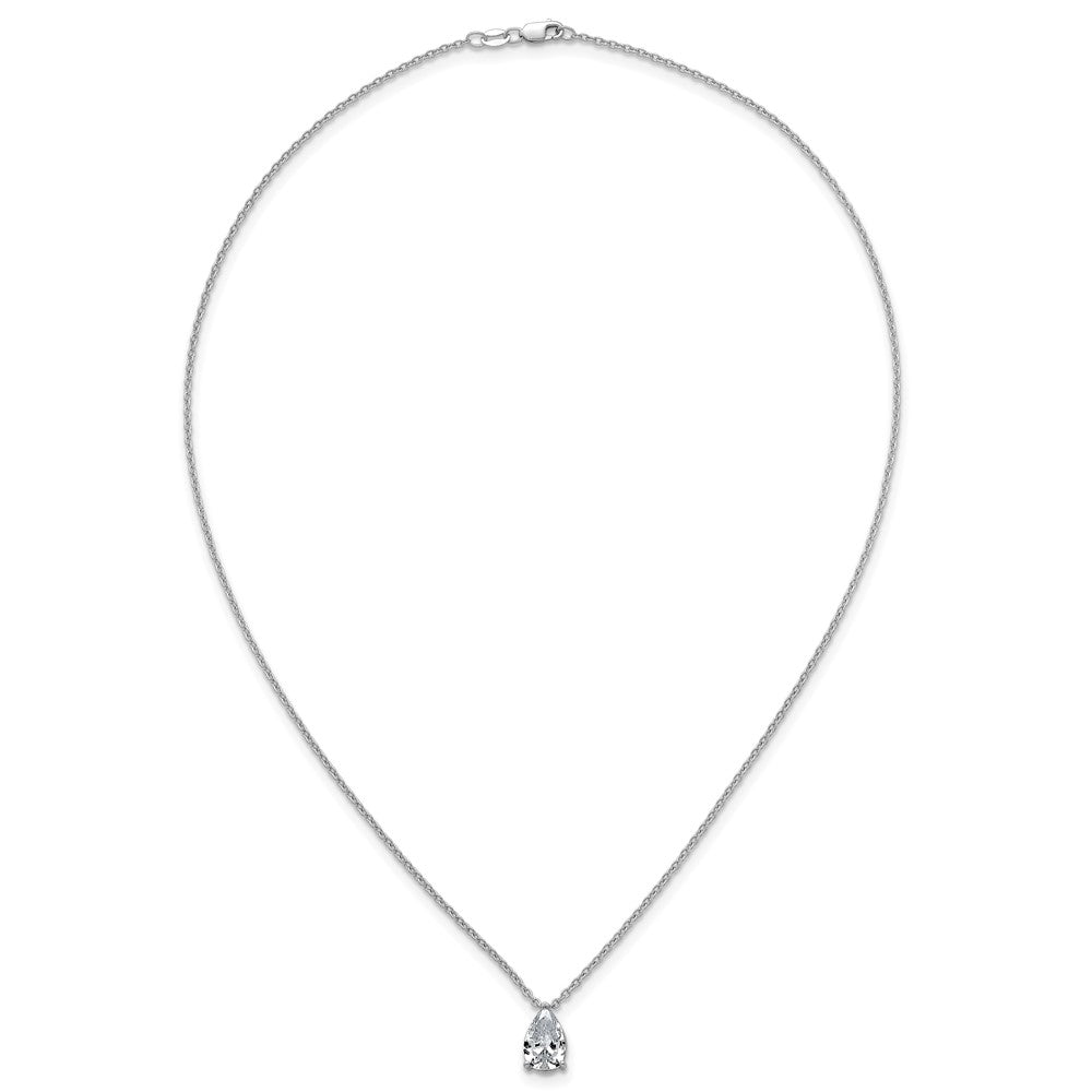 14kw 2 1/2ct Lab Grown Diamond VS+ F+ Pear Comp 18in Pendant Necklace