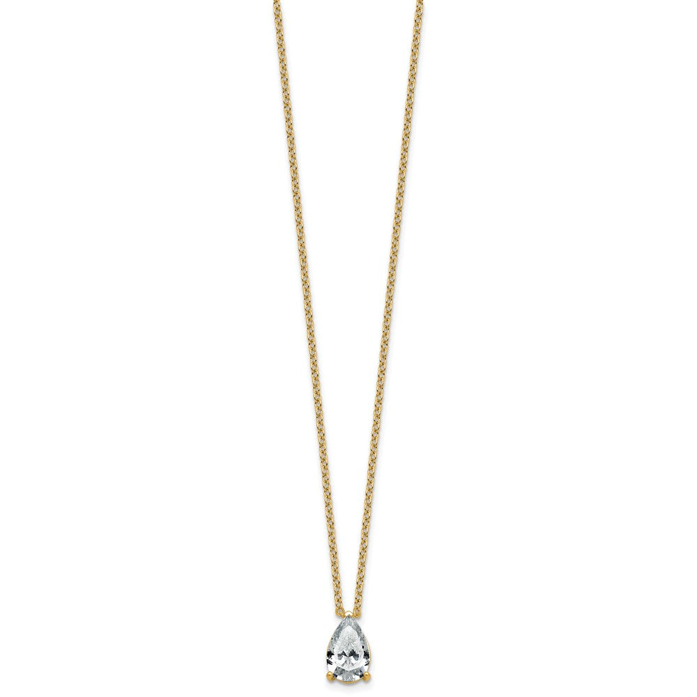 14k 2 1/2ct Lab Grown Diamond VS+ F+ Pear Comp 18in Pendant Necklace