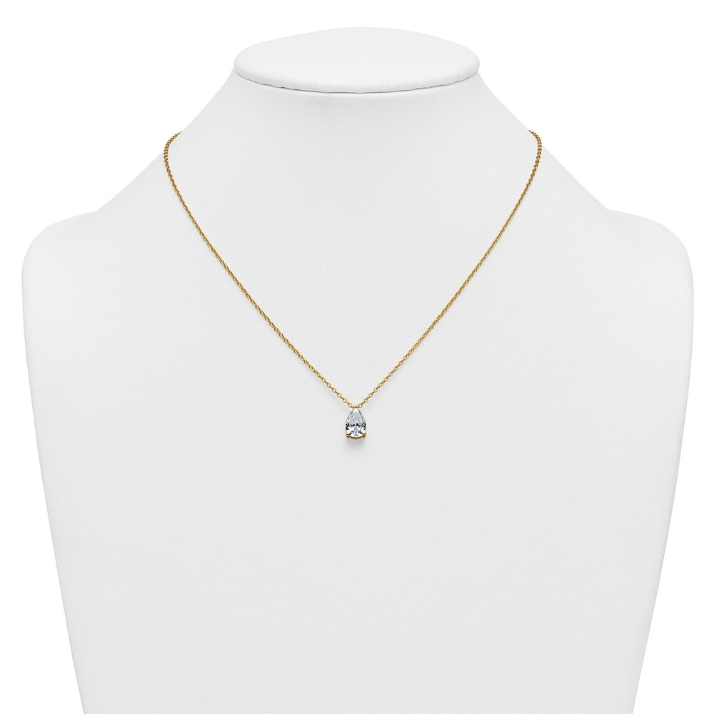 14k 2 1/2ct Lab Grown Diamond VS+ F+ Pear Comp 18in Pendant Necklace