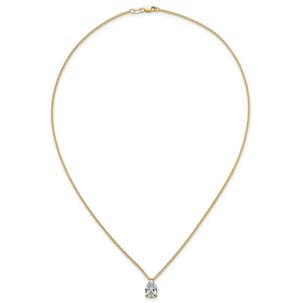 14k 2 1/2ct Lab Grown Diamond VS+ F+ Pear Comp 18in Pendant Necklace