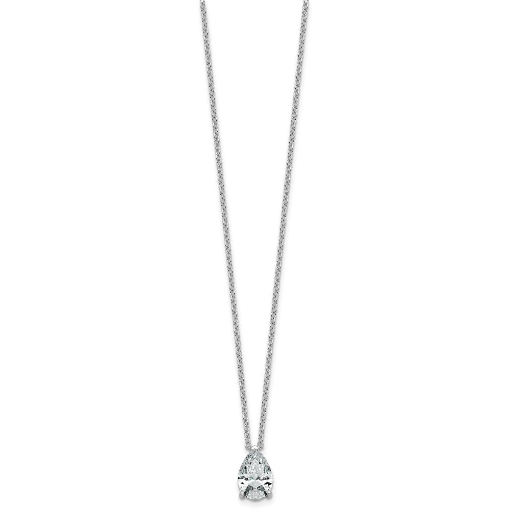 14kw 3ct Cert Lab Grown Dia VS+ F+ Pear Comp 18in Pendant Necklace