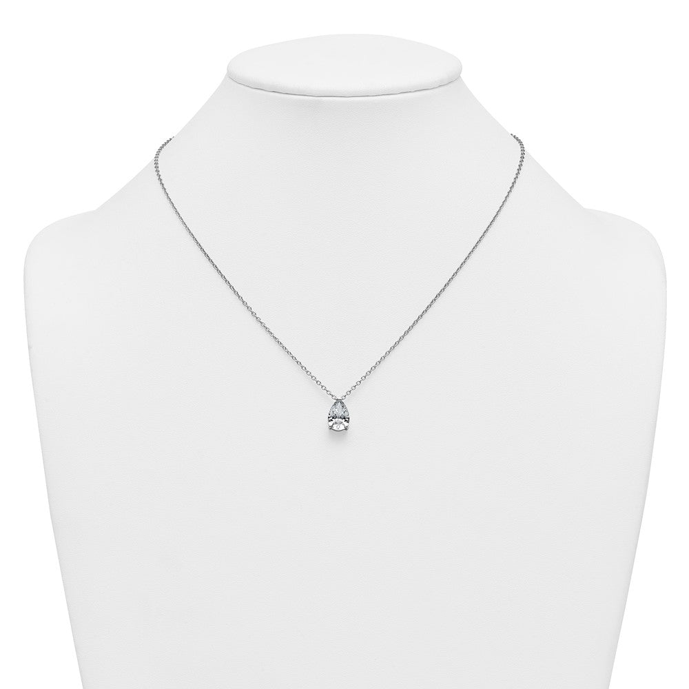 14kw 3ct Cert Lab Grown Dia VS+ F+ Pear Comp 18in Pendant Necklace