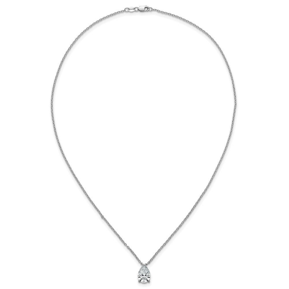 14kw 3ct Cert Lab Grown Dia VS+ F+ Pear Comp 18in Pendant Necklace