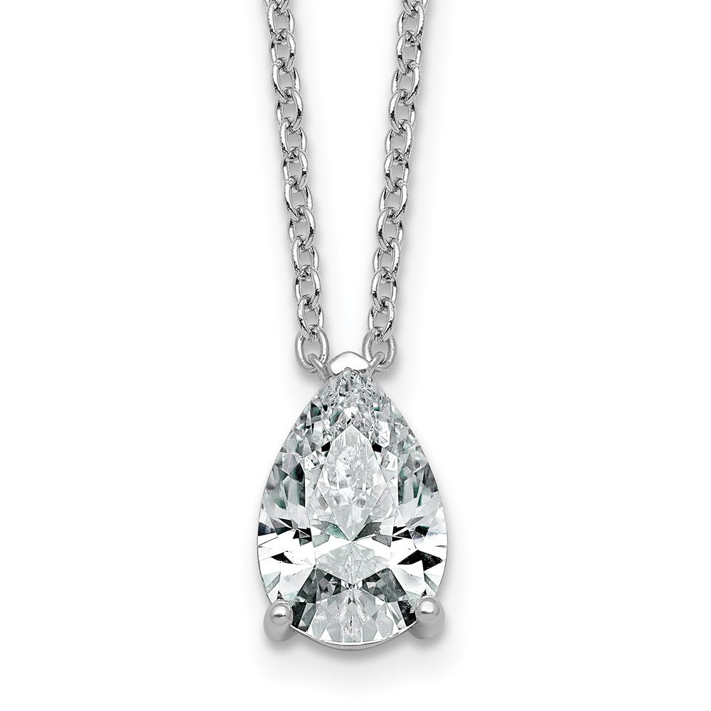 14kw 3ct Lab Grown Diamond VS+ F+ Pear Comp 18in Pendant Necklace