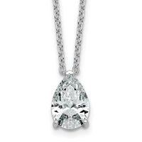 14kw 3ct Lab Grown Diamond VS+ F+ Pear Comp 18in Pendant Necklace