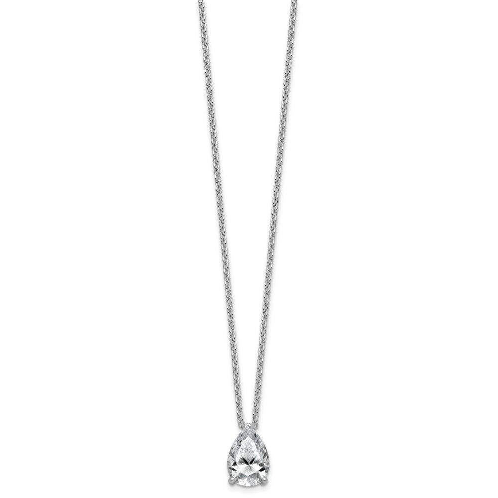 14kw 3 1/2ct Cert Lab Grown Dia VS+ F+ Pear Comp 18in Pendant Necklace