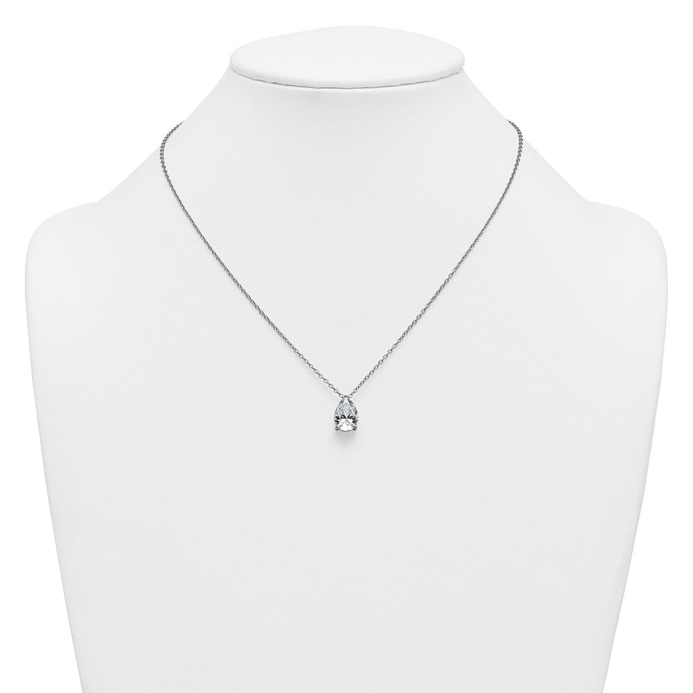 14kw 3 1/2ct Lab Grown Diamond VS+ F+ Pear Comp 18in Pendant Necklace