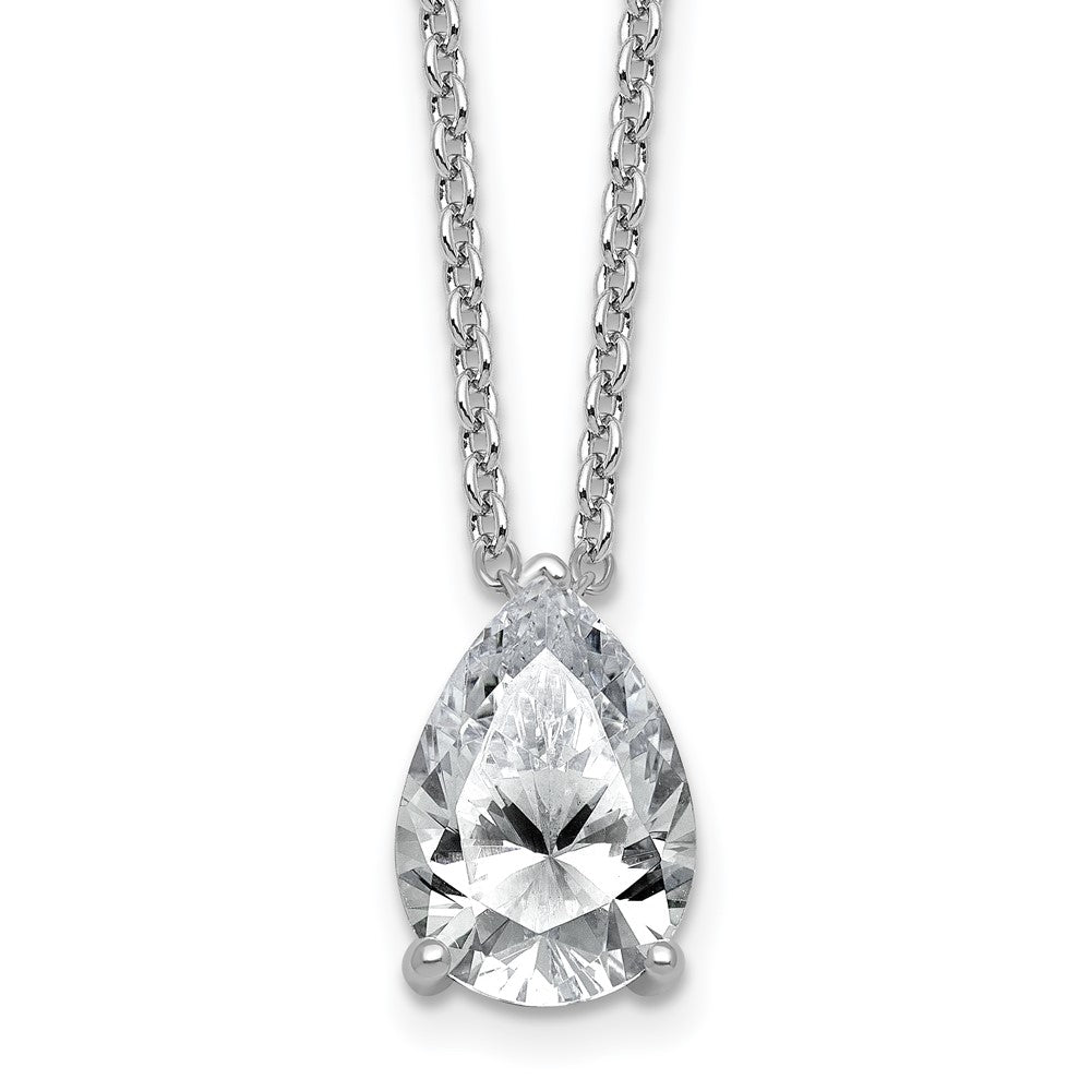 14kw 3 1/2ct Cert Lab Grown Dia VS+ F+ Pear Comp 18in Pendant Necklace