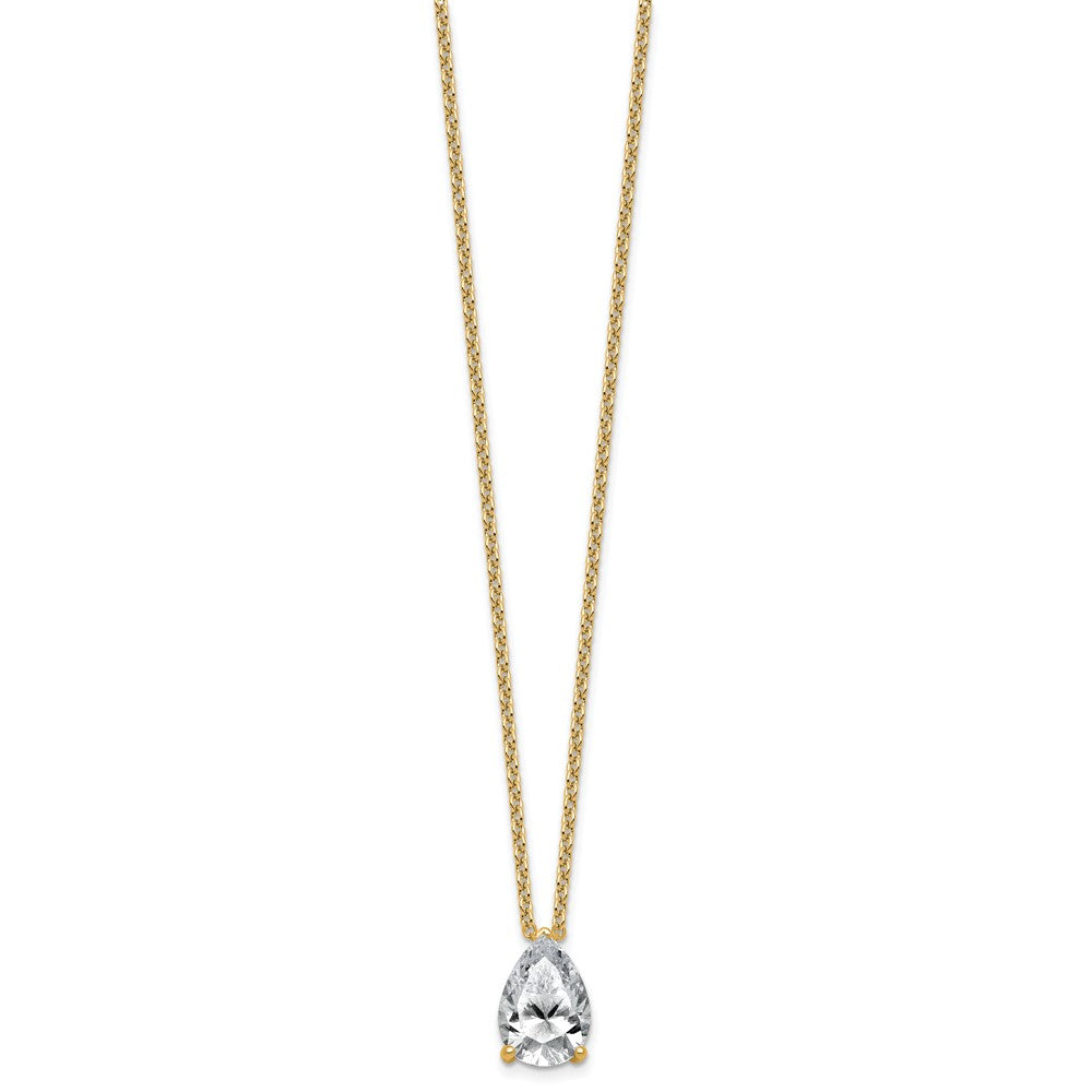 14k 3 1/2ct Cert Lab Grown Dia VS+ F+ Pear Comp 18in Pendant Necklace