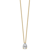 14k 3 1/2ct Lab Grown Diamond VS+ F+ Pear Comp 18in Pendant Necklace