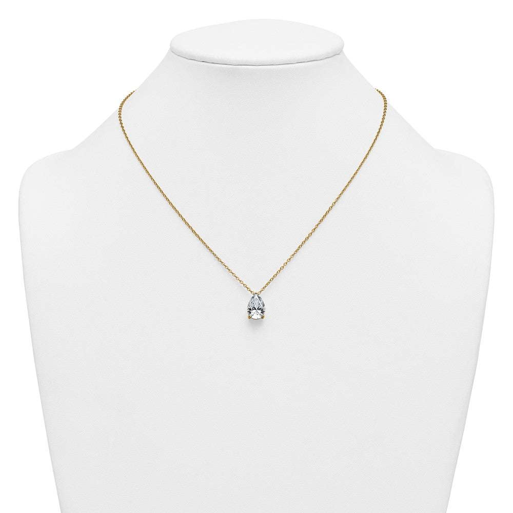 14k 3 1/2ct Lab Grown Diamond VS+ F+ Pear Comp 18in Pendant Necklace