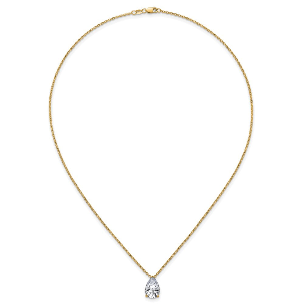 14k 3 1/2ct Cert Lab Grown Dia VS+ F+ Pear Comp 18in Pendant Necklace