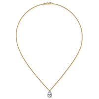 14k 3 1/2ct Cert Lab Grown Dia VS+ F+ Pear Comp 18in Pendant Necklace