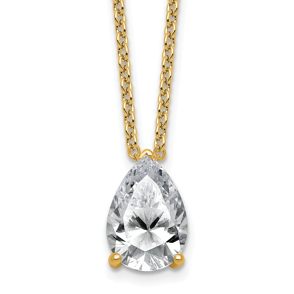 14k 3 1/2ct Lab Grown Diamond VS+ F+ Pear Comp 18in Pendant Necklace