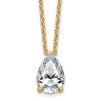 14k 3 1/2ct Lab Grown Diamond VS+ F+ Pear Comp 18in Pendant Necklace