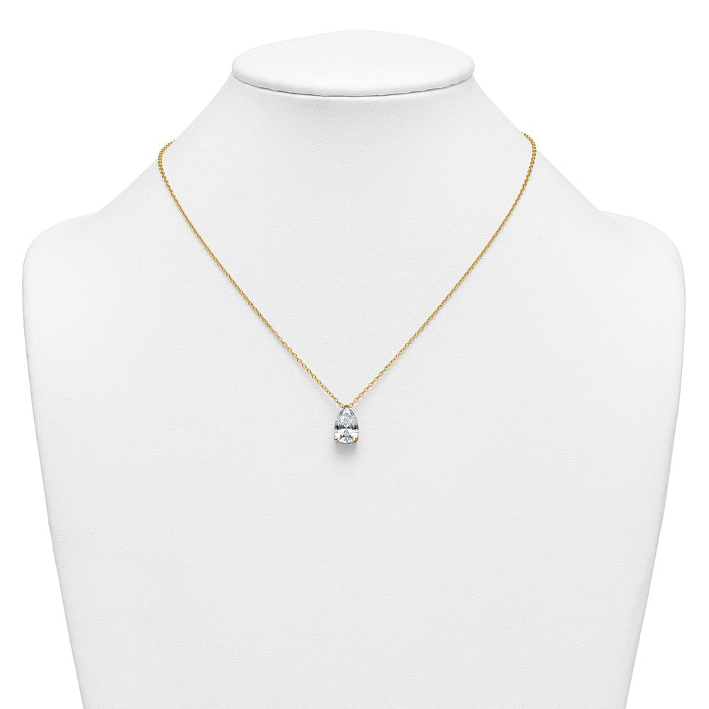 14k 4ct Lab Grown Diamond VS+ F+ Pear Comp 18in Pendant Necklace